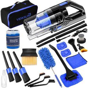 Car Cleaning Kit, Car Interior Detailing Kit with High Power Handheld Vacuum Cor